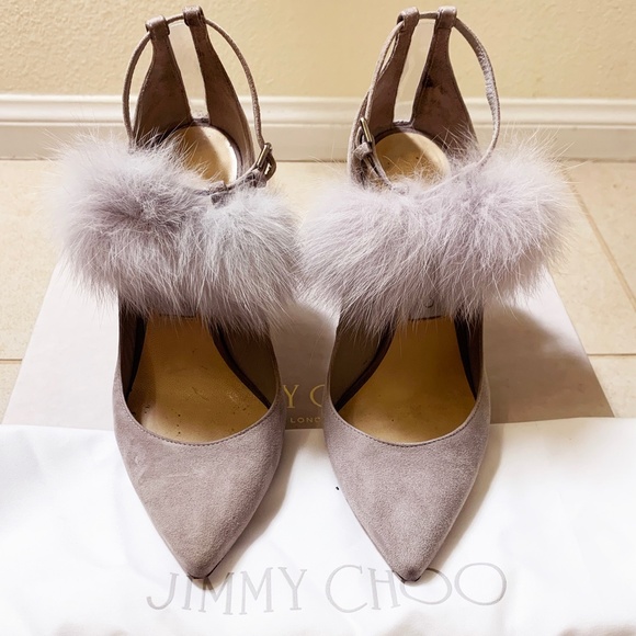 Jimmy Choo South Suede Fur Pumps - Picture 7 of 12
